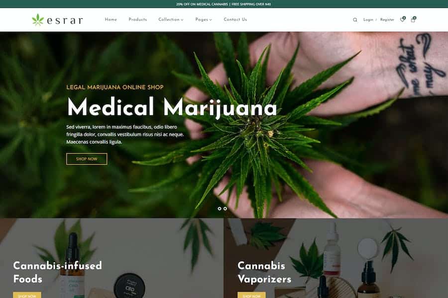 Esrar - Medical Cannabis Shopify Theme