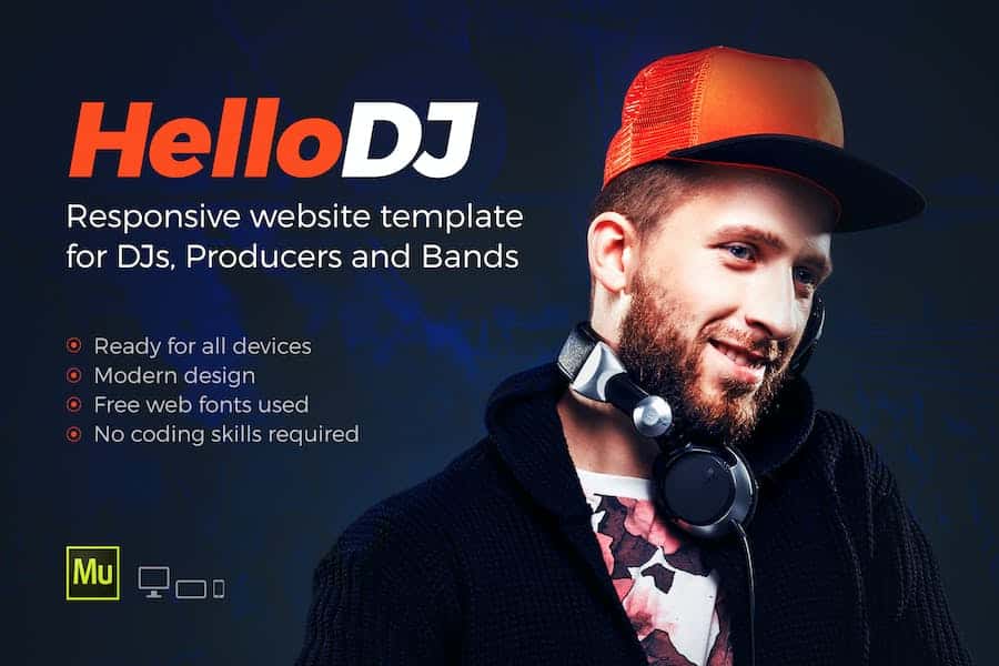 HelloDJ - One Page Site Template for DJ & Producer