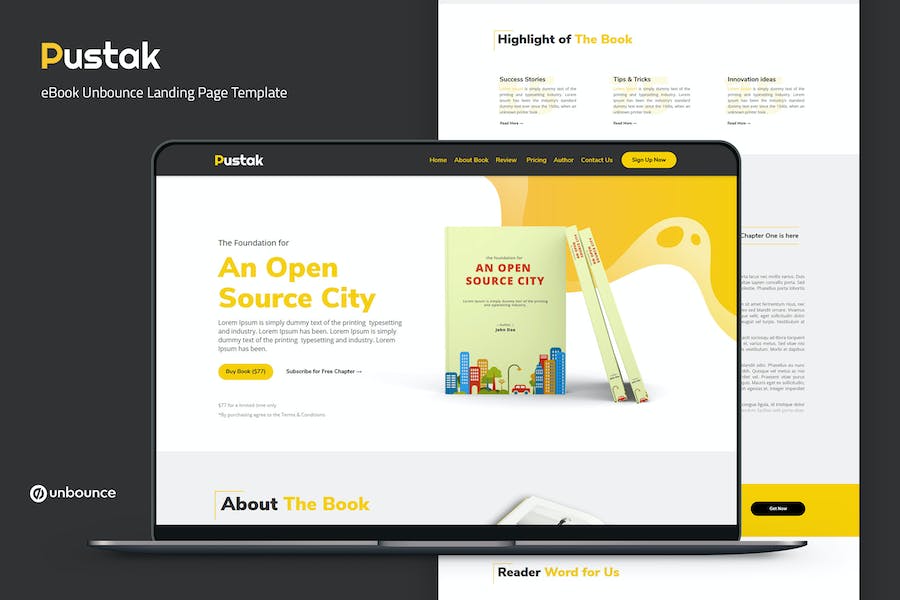 Pustak — eBook Unbounce Landing Page Template